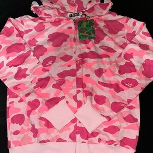 Bape Pink Camo Zip-Up Hoodie